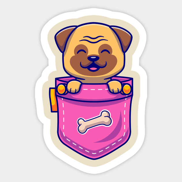 Cute Pug Dog In Pocket Cartoon Sticker by Catalyst Labs